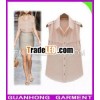 fashion Europe tops good quality summer new Turn-down Collar flouncing sleeveless code chiffon women
