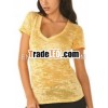 Ladies Burnout Deep V-Neck Tee Shirt by Next level