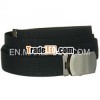 Black Canvas Military Web Belt With Silver Slider Buckle
