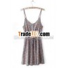 Flower Color Sleeveless Shivering Gallus Sexy Dress