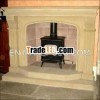 Decorative Beige Marble Freestanding Fireplace