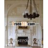 indoor decorative yellow travertine fireplace mantel