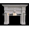 Indoor freestanding white marble fireplace mantel