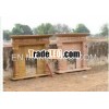 Decorative travertine fireplace mantel