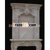 Indoor beige travertine fireplace door frame designs