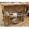 golden travertine stone fireplace