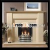 Indoor Beige Marble Tile Fireplace Surround