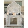 White Stone Carving Modern Fireplace