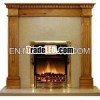 Electrical beige marble fireplace surround