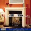 Beige Marble Stone Contemporary Fireplace