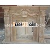 Light beige marble indoor fireplace on show