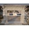 Polished beige marble lady statue fireplace designs