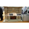 Beige marble corner balustrade fireplace surround design