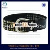 black wide real leather studded belt