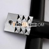 Tungsten buckle black cowskin belt