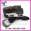 Hot braided big rhinestone belts with flat studs ST-7869