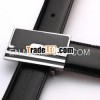 tungsten buckle cowskin black strap belt