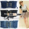 Ladies TEXTILE JEANS Belt women Bronze rivet Elastic waistband