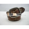 Stitched Men's Brown Grain Leather Belt