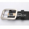 Copper buckle cowskin black strap belt