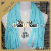 Cerulean blue coloured glaze pendant jersey scarf