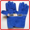 Sapphire Blue Cow Split Leather Kevlar Stitching Welding Gloves