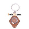 Square clock keychain with leather