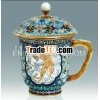 Tiger totem Faberge craft Silver & enamel Kiakhta mug
