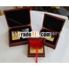 Gold foil playing cards in wooden box