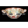 Fruit Bowl made from marble decorated with 23kt gold leaf pattern around.