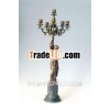 Classical Style Antique Bronze Lady Candle Holder Sculpture TPCH-024