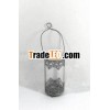 metal hanging candle lantern w/glass cup