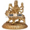 Hindu Deities Goddess Durga With Lion India Carving Art Religious Crafts Metal Craft