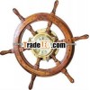 clock with ship wheel , gift clock ,  nautical gift 13153