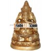 Brass Three Faced Lord Ganesha India Arts Indian God religious craft Home Decoration Metal Craft