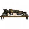 Brass Laying Buddha Figurine Sculpture India Religious Crafts Metal Craft