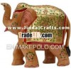 Elephant - Gold Painted Hand Carved Wooden Elephant Art Gift Wooden Craft