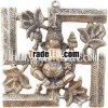 Ganesha with Swastic Symbol - White Metal Artifact India God Craft Home Decor