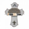 A & K Wooden cross / religious cross with sentiment,  hemp rope & resin FDL design for home