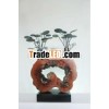 Handcrafted wood statue,  wood carving in abstract style