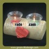 Natural wood tealight holder with heart wood craft