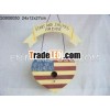 Wood American flag heart wall pendant