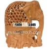 Hand Carved Wooden Elephant Family India Artifacts Arts Gift Home Decor