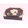 Playing card Wooden Box with Bras inlay /gift wooden box / Nautical Card Box