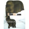hand carved teak elephant head holds Baby with the trunkside view,  height 47 cm