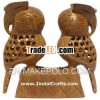 Handmade Wood Sculpture Owl Pair Figurine Indian Art Home Decoration Home Decor