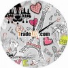 Eiffel Tower decorative wall clock round shape 2013
