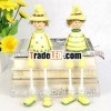 Exquisite lovely wooden dolls,  small ornament,  sit little sunflower
