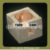 Glass candle holder with wood base