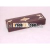 Pencil Wooden Box with Bras inlay /gift wooden box / Drwaing wooden box